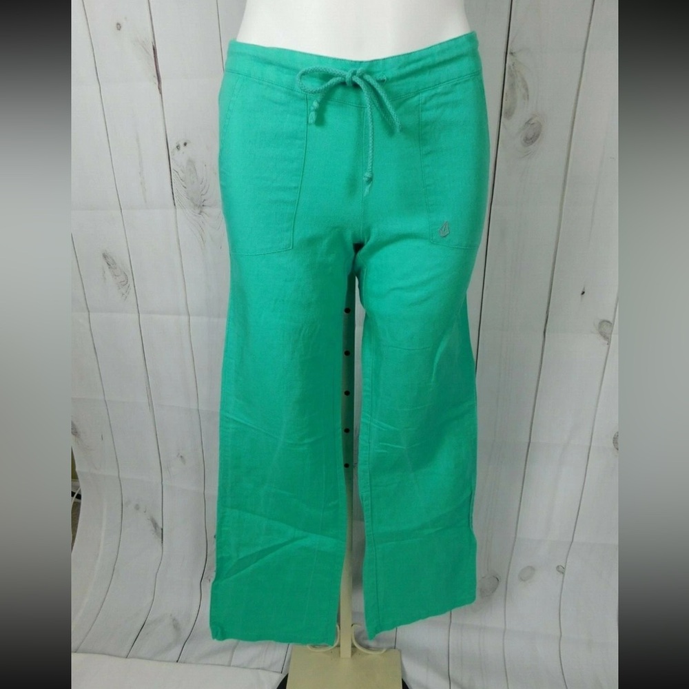 Volcom Sea Foam Green Drawstring Linen Casual Pants - Size XS